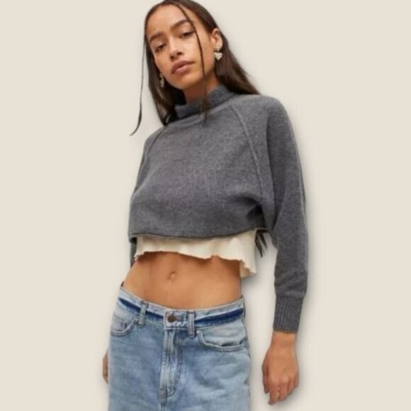 Urban Outfitters Sweaters - Urban Outfitters Kyla Cropped Turtleneck Sweater in Dark Grey